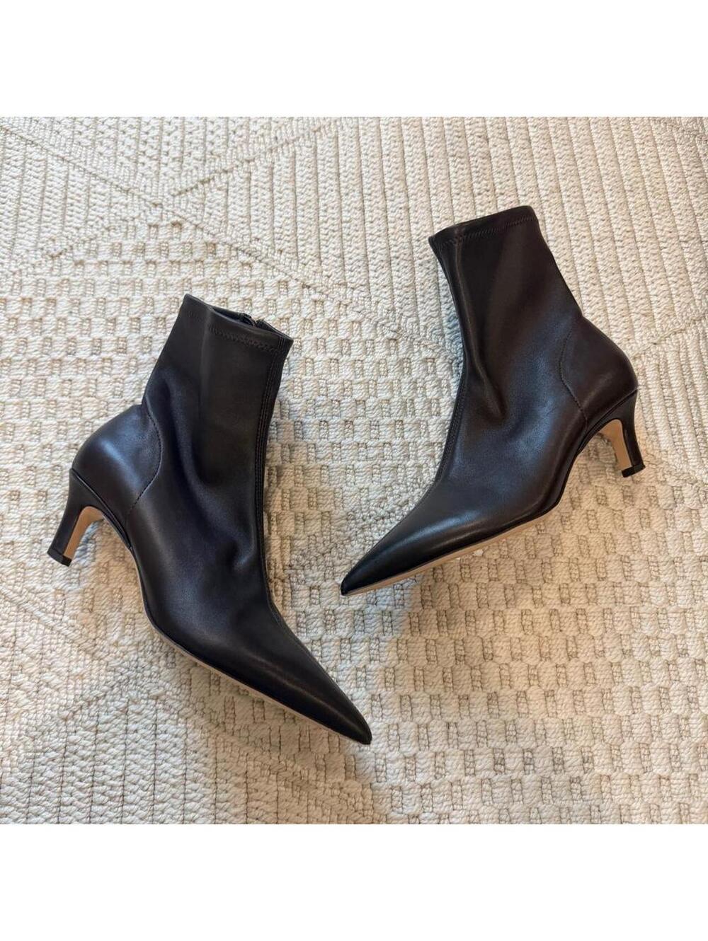 Favorite Daughter Sasha Bootie in Coffee Brown Stretch Leather